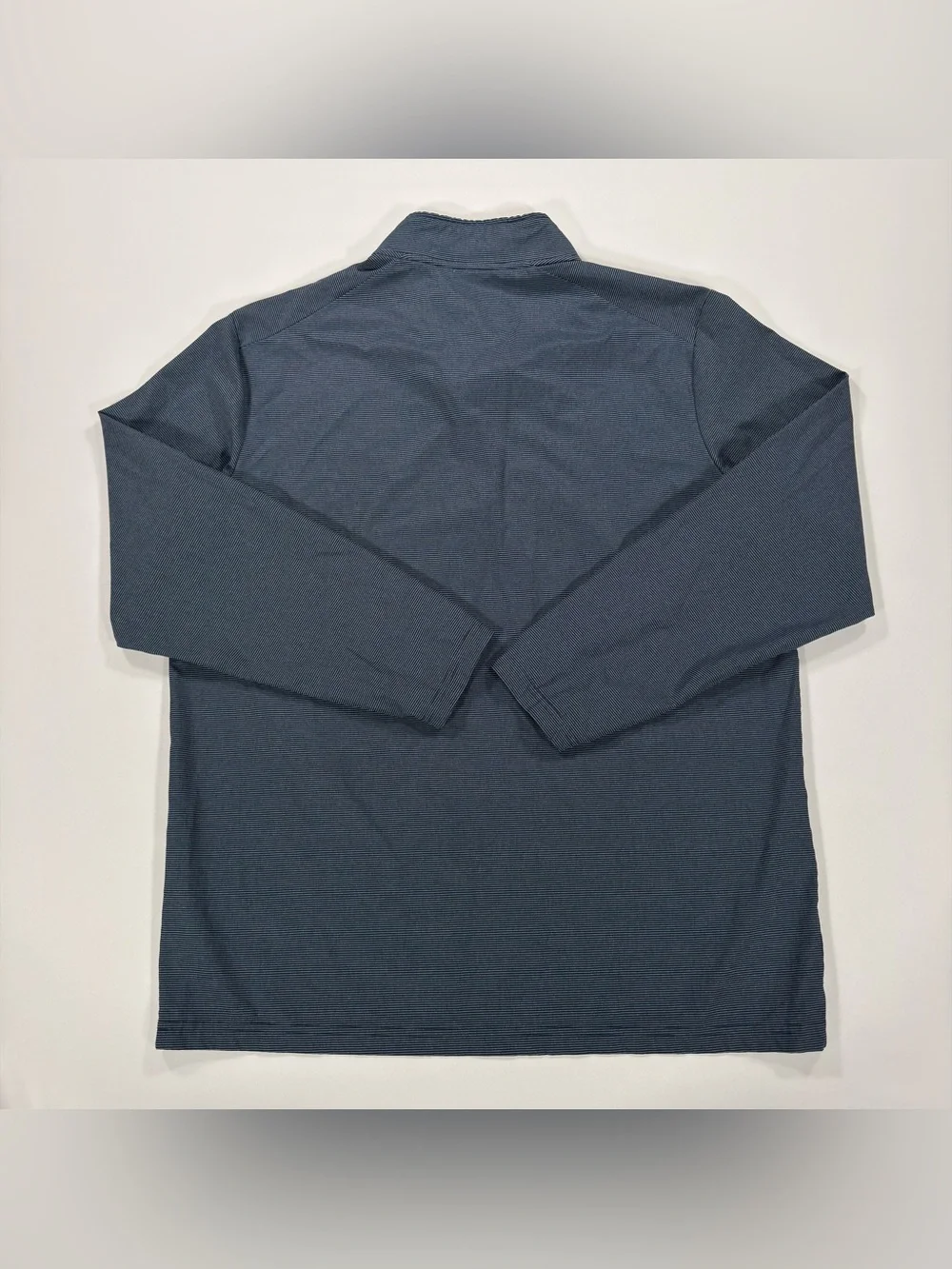 Adidas Golf Pullover Mens Large 1/4 Zip Blue Gray Micro Striped Jacket Pockets